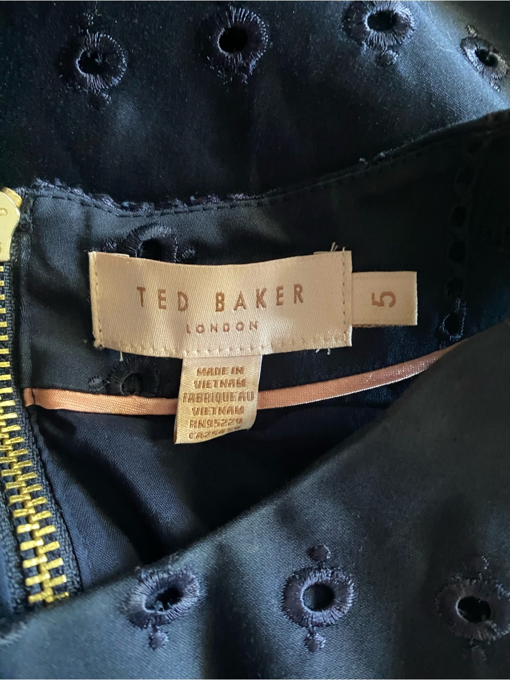 Ted Baker Navy One-Shoulder Eyelet Ruffle Dress - Picture 7 of 7